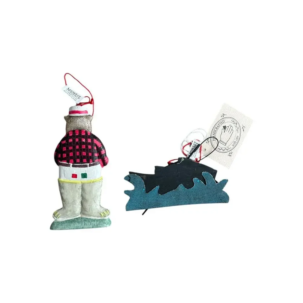Vintage Midwest Importers Fisherman & Fish Christmas‎ Ornaments Hunting